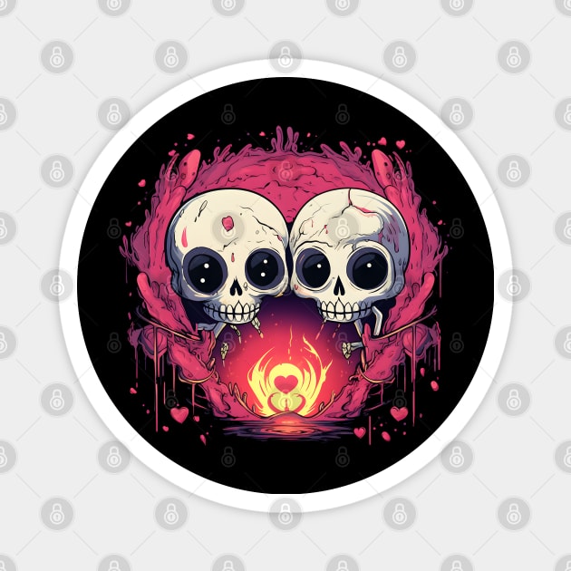 skull in love t shirt Magnet by wahyuart21